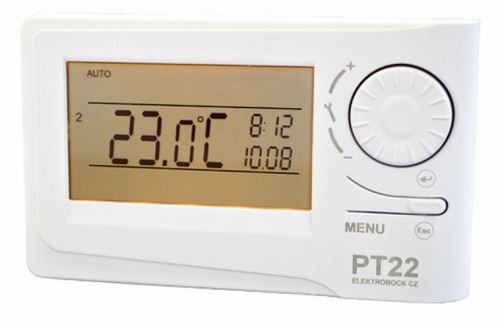Týždenný termostat Elektrobock PT22 s podsvieteným displejom