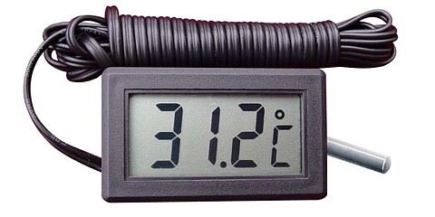 Panelový teploměr Logitron TPM-10,  LCD, -50 až 70°C, včetně sondy, černý