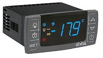 OEM regulátor chladenia Dixell XR70CX 5Q2C3 s ovládaním ventilátora, pomocným relé a modrým displejom