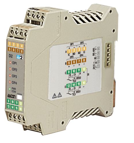 Dual PID controller Ascon Tecnologic D2 5350 0000 with two outputs for SSR